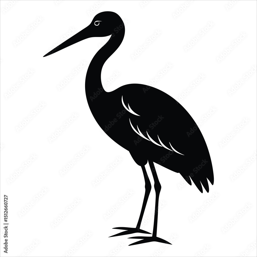 Fototapeta premium heron bird silhouette stork silhouette black vector illustration