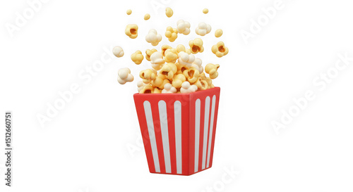 Buttery Popcorn Exploding from a Striped Bucket: Cinema Snack Delight