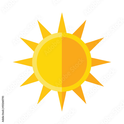 Bright sun vector illustration on white background
