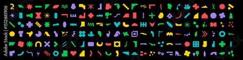 Abstract brutal form. Geometric modern shape set. Geometrical brutal isolated forms. Vector set of abstract shapes.