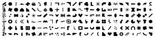 Abstract brutal form. Geometric modern shape set. Geometrical brutal isolated forms. Vector set of abstract shapes.