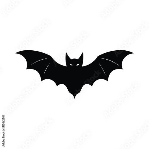 Flying bat silhouette on white background