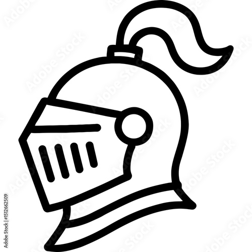 Closed knight helm icon with plume