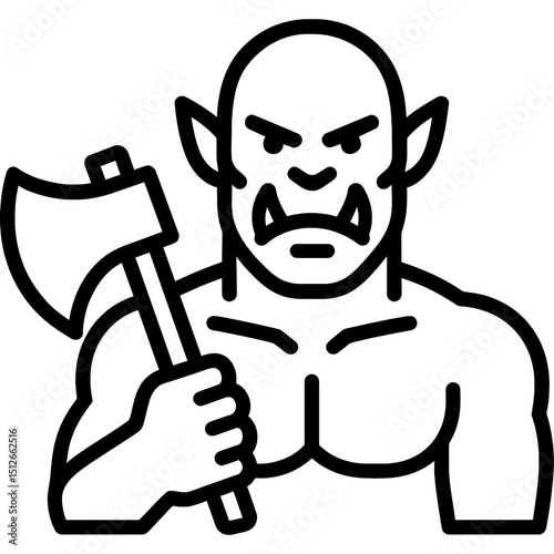 Orc icon with battle axe silhouette