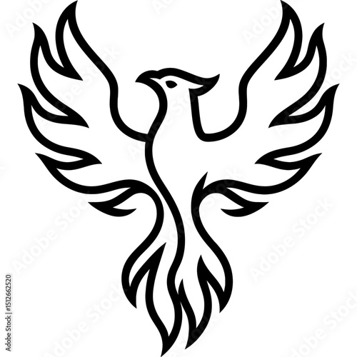 Minimalist phoenix icon with flames