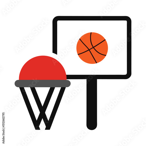 Basketball hoop and ball vector on white background