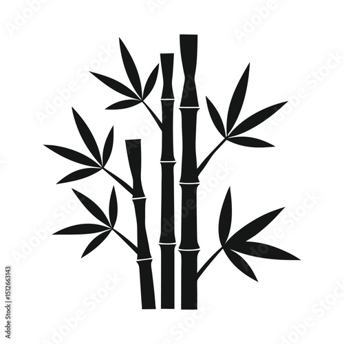 Bamboo plant graphic silhouette on white background