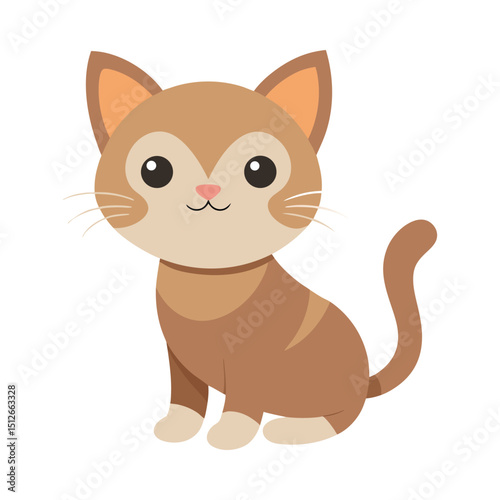 Cute cartoon cat vector on white background