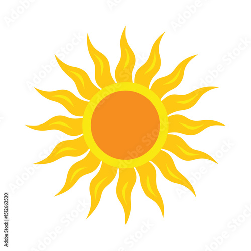 Bright sun vector on white background