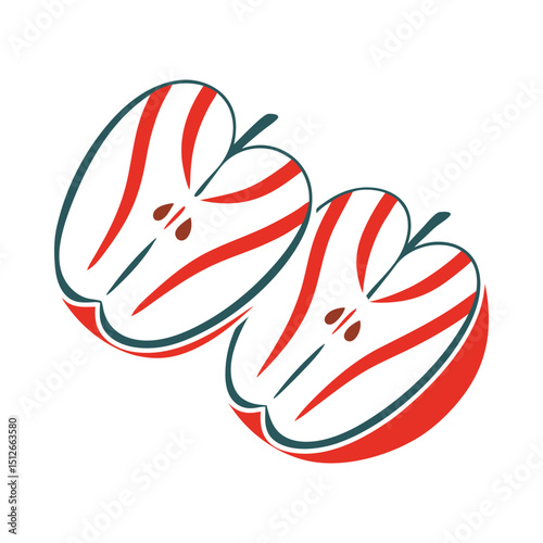 Apple slice fruit design vector on white background