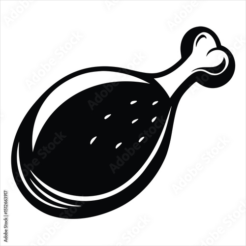 The silhouette of the black fried chicken leg stands out against a transparent backdrop
