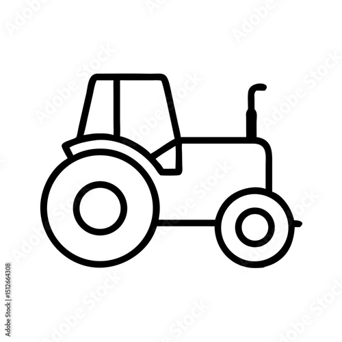 Simple line drawing of a tractor on a white background  