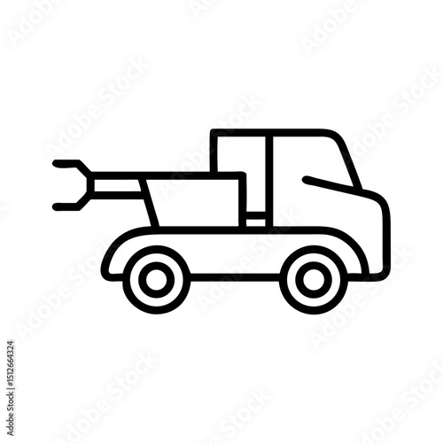 Combine harvester in minimalist line art design  