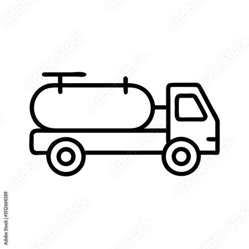 Line drawing of a sprayer truck with a large tank  