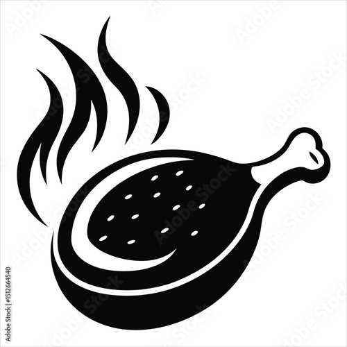 The silhouette of the black fried chicken leg stands out against a transparent backdrop