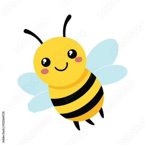 Cute cartoon bee vector on white background
