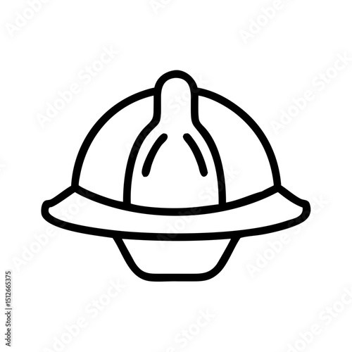Firefighter helmet icon in minimal line art style  
