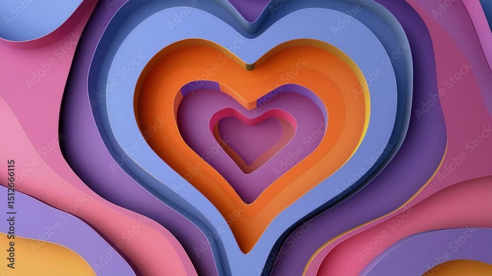 A papercut style of Valentine's Day, love, heart, abstract shape, ornament, nested shape layers, Generative AI videos.