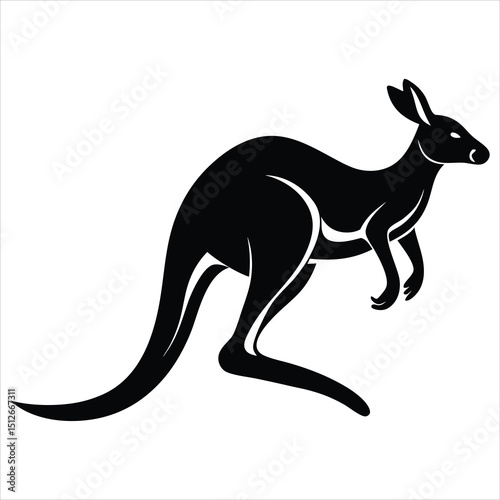 wallaby black silhouette icon vector 