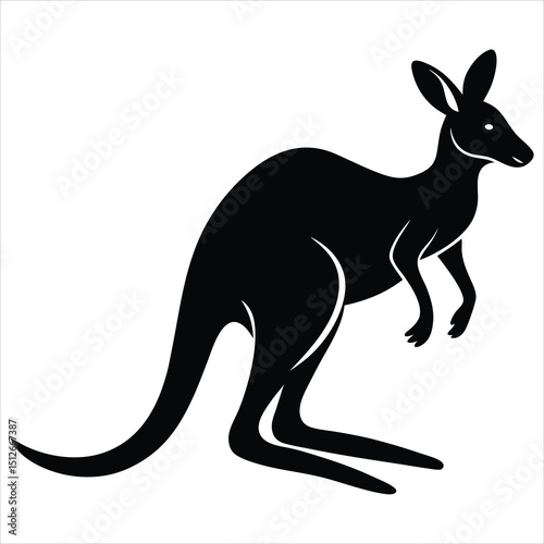 wallaby black silhouette icon vector 