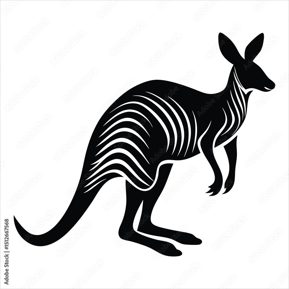 Fototapeta premium wallaby black silhouette icon vector 
