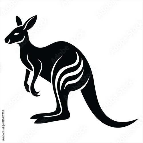 wallaby black silhouette icon vector 