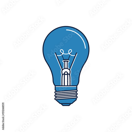 Illuminating Idea: A captivating vector illustration showcases a sleek, blue light bulb, symbolizing innovation, creativity, and the spark of new ideas.