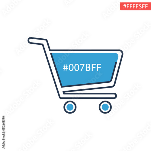 Digital Shopping Cart Icon: A digitally rendered shopping cart with clean lines and a vibrant blue color scheme, perfectly symbolizes the world of online commerce. 
