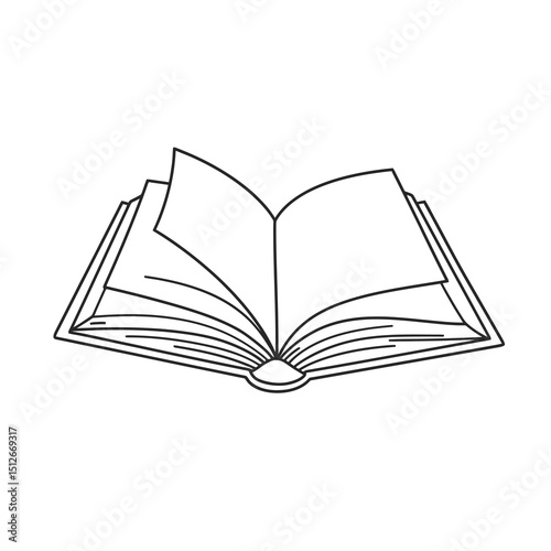 Black vector icon of an open book in minimalist style. Ideal for education, reading, library, study, and learning-related design concepts.