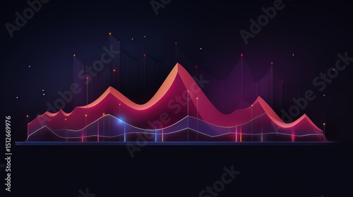 Mountain range with a purple hue. The mountains are lit up with a blue glow