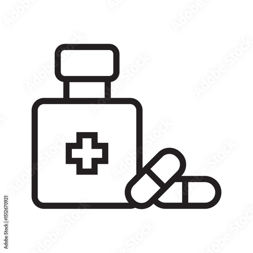 Medicine icon. Medicine bottle and capsule icon
