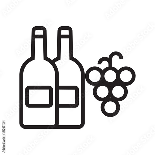 Wine bottles icon. Simple line icon. Isolate on white background.