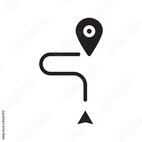 single route tracking icon, 2 pin pathfinding, flat design vector pictogram for app advertisement, website logotype logotype, website button, ui ux interface element isolated on white background
