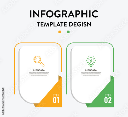 Two-Steps Of Infographic For Business Strategy And Planning Visualization Template On An Isolated Background