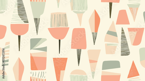 Seamless vector pattern of colorful pastel ice cream cones and popsicles on light background
