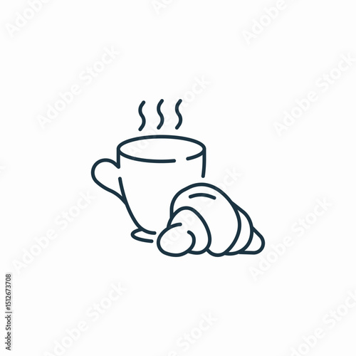 coffee croissant icon sign vector