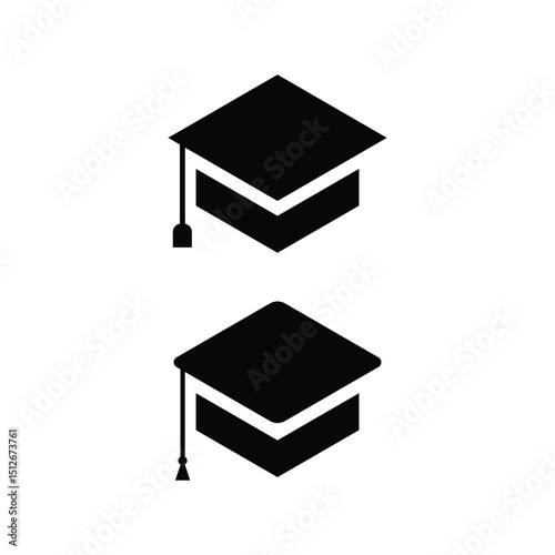 Academic Caps Silhouette: A minimalist silhouette of graduation caps, symbolizing the attainment of education, knowledge, and the culmination of academic pursuits.