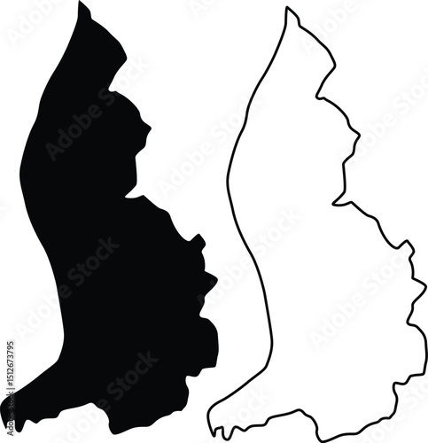 Map of Liechtenstein Silhouette Flat and Outline Design
