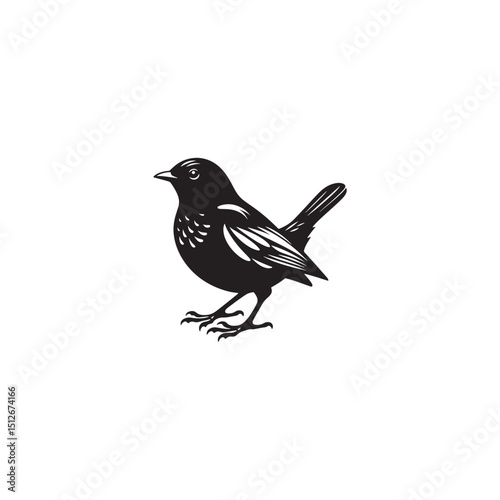 **"Elegant Common Blackbird Vector Silhouette: Classic Songbird Design Featuring Sleek Profile, Upright Posture, and Distinctive Beak in Clean, Minimalist Style for Crafts and Digital Art"**
