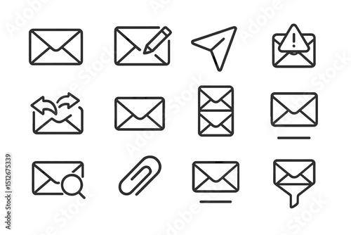 Email icons: envelopes, notifications, and attachments on gradient background