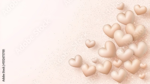 Pink background with a bunch of hearts scattered around it. The hearts are all different sizes and are placed in various positions. Scene is one of love and affection