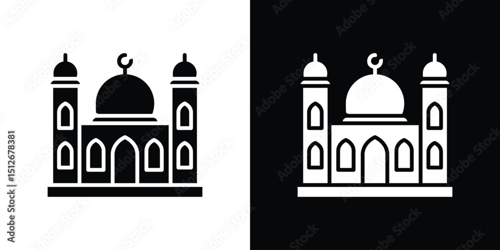 Obraz premium Mosque icon illustration. icon templates pack.