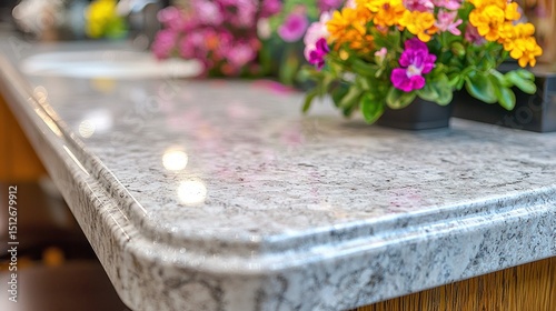 Mottled countertop with flowers