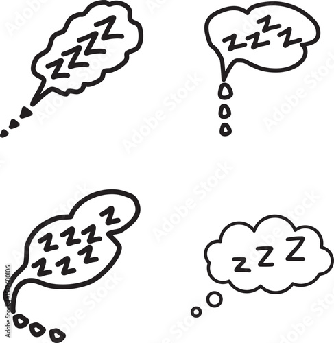 Sleep zzz doodle speech bubble collection.