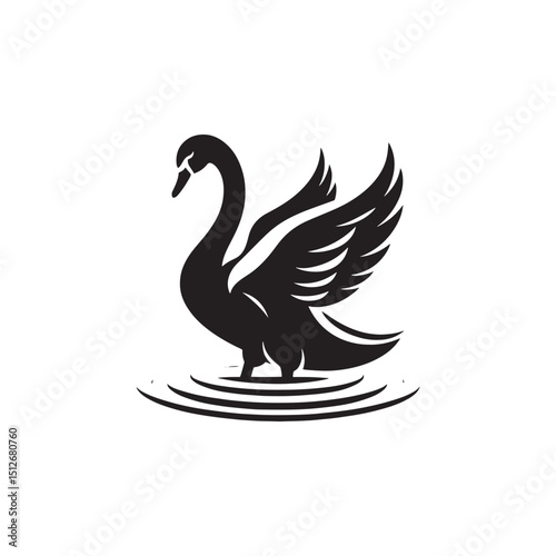 **"Elegant Mute Swan Vector Silhouette: Serene Water Bird Design Featuring Graceful Neck Curve, Broad Wings, and Floating Pose in Clean, Minimalist Style for Crafts and Digital Art"**
