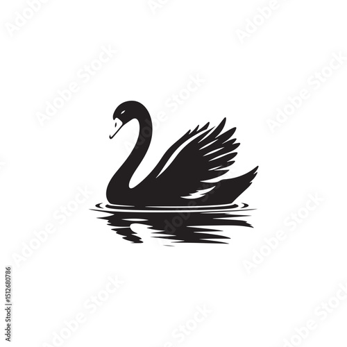 **"Elegant Mute Swan Vector Silhouette: Serene Water Bird Design Featuring Graceful Neck Curve, Broad Wings, and Floating Pose in Clean, Minimalist Style for Crafts and Digital Art"**
