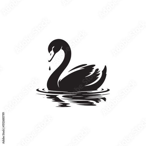 **"Elegant Mute Swan Vector Silhouette: Serene Water Bird Design Featuring Graceful Neck Curve, Broad Wings, and Floating Pose in Clean, Minimalist Style for Crafts and Digital Art"**
