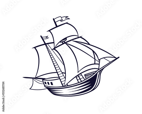 Classic Sailing Ship Illustration Nautical Vessel Design