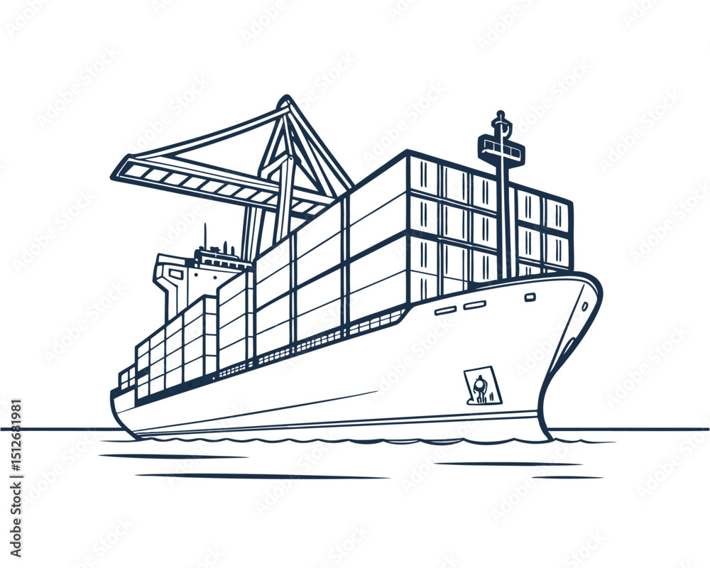 Obraz premium Large Container Ship at Sea Under Crane Loading