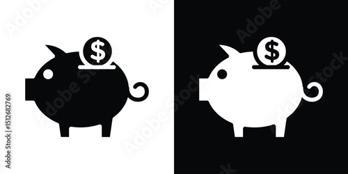Piggy bank icon illustration. icon templates pack.